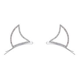 Rhinestone Devil Horns Bobby Pin Clips (Silver/Silver)