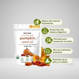Mvpcare Cápsulas Aceite Calabaza 6000mg 300 Blandas Prensado Frío Virgen Puro Ácidos Grasos Esenciales Fitoesteroles Omg Apoyar Salud Cabello Sistema