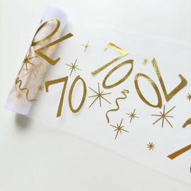 Wirsindeins 70th Birthday Decoration Table Runner 28 cm x 15 m – Golden Table Decoration Can Be Cut to Size, Universal for Men and Women (70 Years)