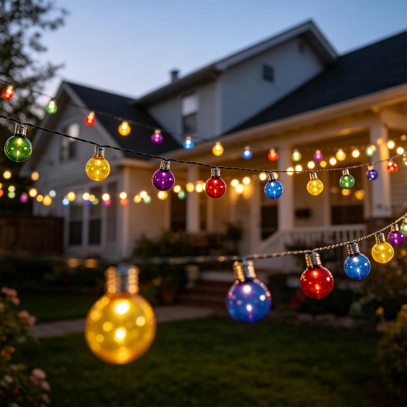 Afirst Solar String Lights Outdoor Waterproof, 15FT Multicolor Patio Lights