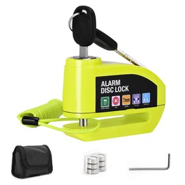 Kayoosi Candado de Alarma para Moto, Alarma de Freno de Disco de 110 Db con Sensor de Movimiento y Cable de Alarma de 4,3 Pies, Impermeable y Antirrobo, Compatible con Vehículos con Llantas de Disco