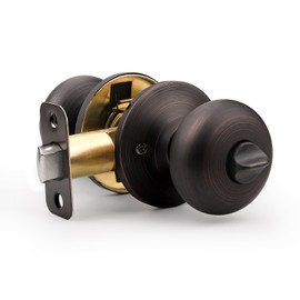 Probrico Privacy Door Knobs Bathroom/Bedroom Door Knobs, Oil Rubbed Bronze Interior Door Knob Without Key, Keyless Locking Door Knob