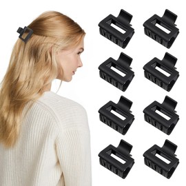 Ivyu Hair Clip - 8 Packs Black Small Claw Clips for Women, 1.57 Inch Mini Hair Clips, Hair Styling Accessories for Women Girls