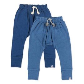 HonestBaby 2-Pack Honest Pants Joggers Pull on 100% Organic Cotton for Infant Baby and Toddler, Boys, Girls, Unisex , 2-Pack Ombre Blues, 0-3 Months