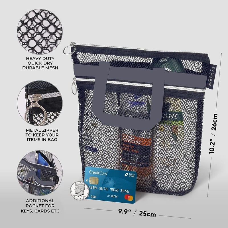 MEZOKUCEL Mesh Shower Bag Foldable Waterproof Multifunctional Hanging Bag for
