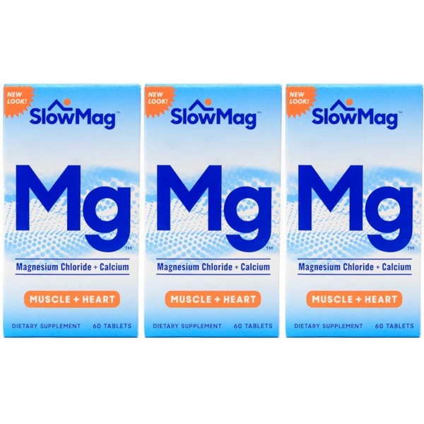 Slow Mag Magnesium Chloride and Calcium, 60 Tablets each (Value Pack of 3)