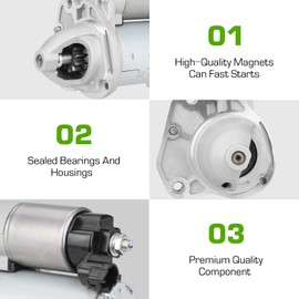 Starter 410-52456 Replacement Fit for Chrysler 200 Town and Country Avenger Grand Caravan Journey Cherokee Ram C/V Promaster Volkswagon Routan