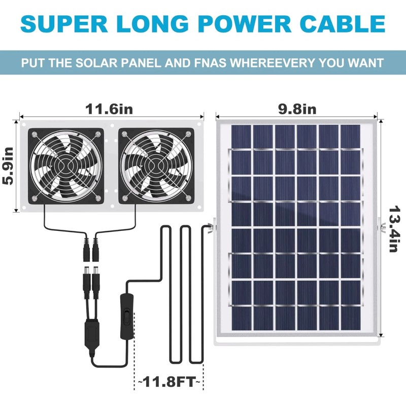 SOLPERK 10W Solar Exhaust Fan for Greenhouse & Chicken Coop