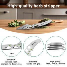 Herb Stripper Tool 9 Holes - Stainless Steel Kitchen Herb Stripping Tool, Herb Leaf Zipper for Kale, Chard, Collard Greens, Rosemary and Thyme