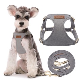 Puppytie No Pull Dog Harness with Multifunction Dog Leash,Soft Adjustable No Choke Escape Proof Pet Harness Vest for Medium Dogs or Large Dogs,Silver Grey,M