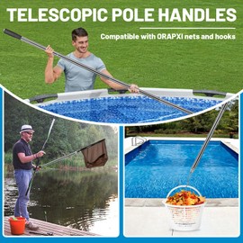 ORAPXI Pool Poles Professional 62.8 inches Telescopic Swimming Pool Cleaning Tools Adjustable 4 Section Poles Suitable for Skimmer Net, Hook Outdoor Tool Pole for Garden Leaf Rake, Pruning Saw