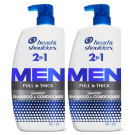 Head & Shoulders Anti-Dandruff 2 in 1 Shampoo and Conditioner, Full and Thick, 31.4 Fl. Oz (Pack of 2) | Head & Shoulders