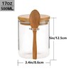 Airtight Glass Jars With Bamboo Lids And Spoons, 17oz Glass