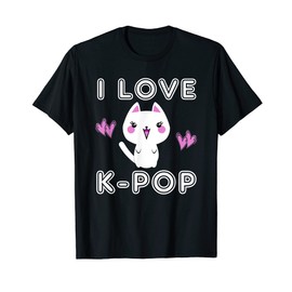 K-Pop Fan Gift I LOVE K-POP Music Girls Women Mom Cat Lover T-Shirt