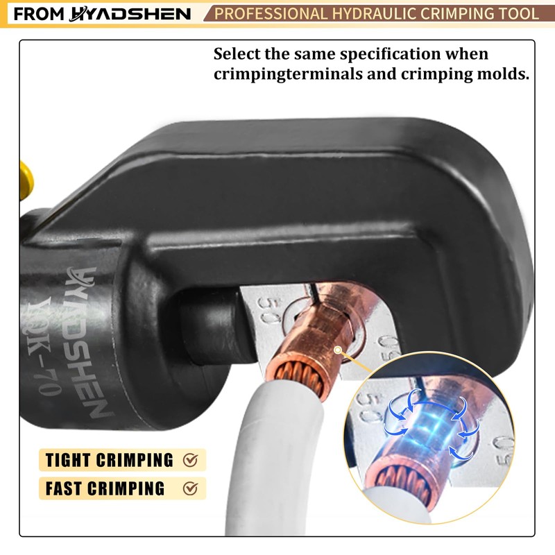 HYADSHEN 6 Ton Hydraulic Crimping Tool 12 AWG to 2/0