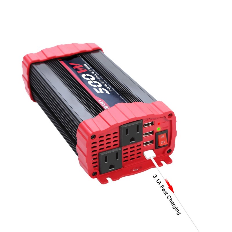 BYGD 500W Car Power Inverter DC 12V to 110V AC