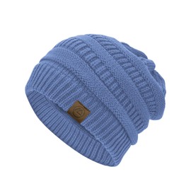 American Trends - Gorros de invierno para mujer, paquete de 4 gorras de punto, gruesas, holgadas, Azul/claro, Talla única