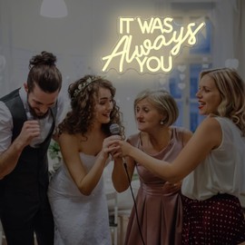FuugZze It Was Always You Neon Signs for Wall Decor Wedding Neon Lights for Bedroom Dimmable It Was Always You Led Signs for Bedroom Wall Living Room Party Wedding Girls Birthday,11.96 * 8.39 Inch