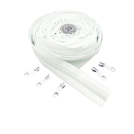 WKXFJJWZC 10 Metres (10.8 Yards) 5# Long Nylon Spiral Zipper with 20 Zipper Sliders for DIY Sewing Clothing Accessories (20 Colours) (White)