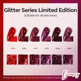 modelones Gel Nail Polish Set, 6 PCS Red Purple Glitter Gel Polish Fall Colors Cat Eye Chameleon Shimmer Burgundy Gel Polish Soak OFF LED Nail Art Gel Nail Kit Manicure Salon DIY Nails Gift