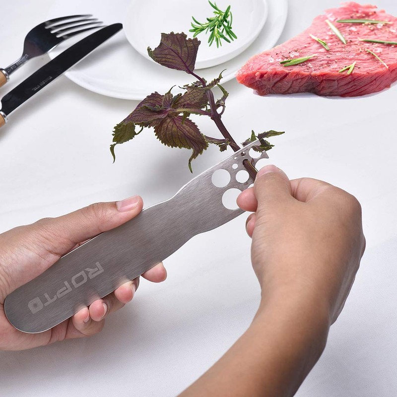 Stainless Steel Leaf Herb Stripper, LooseLeaf Kale, Chard, Collard Greens