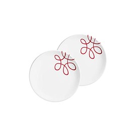 GMUNDNER KERAMIK Pur Flamed Red Set of 2 Dessert Plates Cup (Diameter 20 cm) Tableware, Handmade in Austria