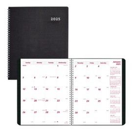 Brownline® 2025 DuraFlex Monthly Planner, 14 Months, December 2024 to January 2026, Twin-Wire Binding, 8.875" x 7.125", Black (CB1200V.BLK-25)