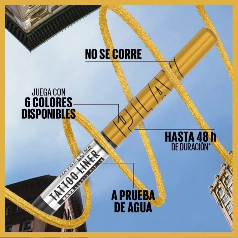 Maybelline Tattoo Liner Play Delineador de Ojos Líquido Ultra Preciso,