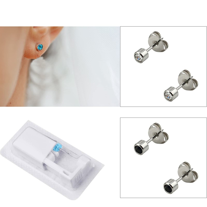 6 Pack Self Ear Piercing Gun, VEGCOO No Pain Disposable