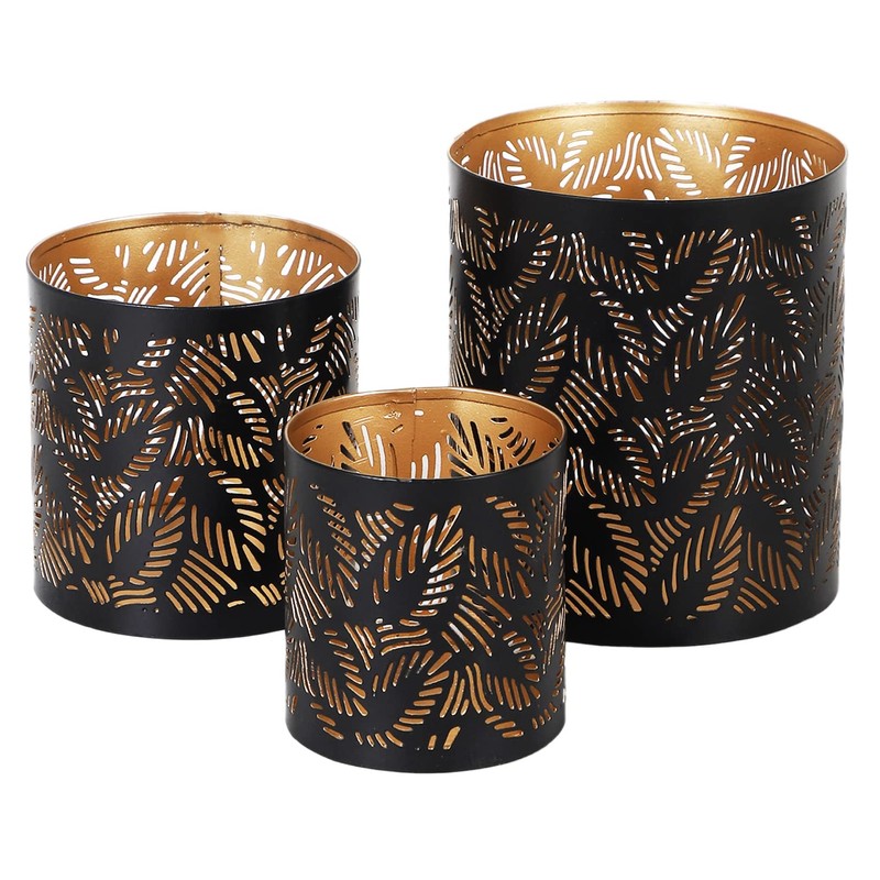 Marrakesh Set of 3 Lanterns, 14 cm, Large, Metal, Oriental
