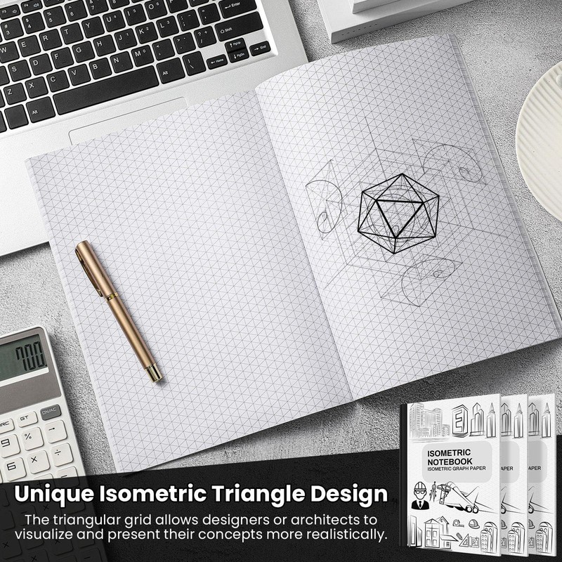 Ctosree 5 Pcs Isometric Graph Paper Notebook 8.5" x 11"