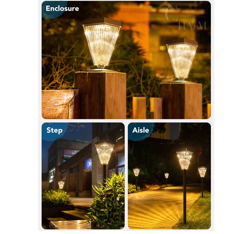 Solar Lawn Light Waterproof Color Temperature Adjustable Auto On Off