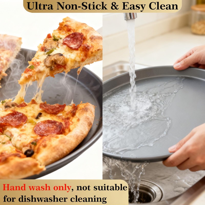 HERMARM 12 Inch Pizza Pan for Oven, 2 Pack Nonstick
