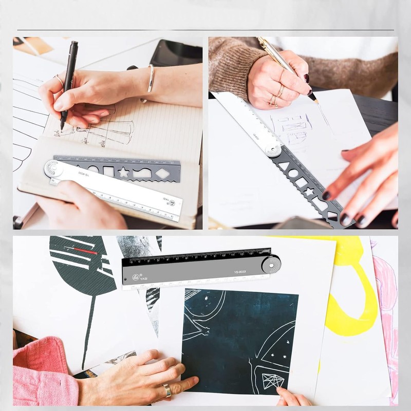 12 Inch Folding Ruler, 2 Pack Acrylic Folding Ruler Angle