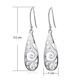 Merdia 925 Sterling Silver Filigree Teardrop Earrings Vintage Earring for Women