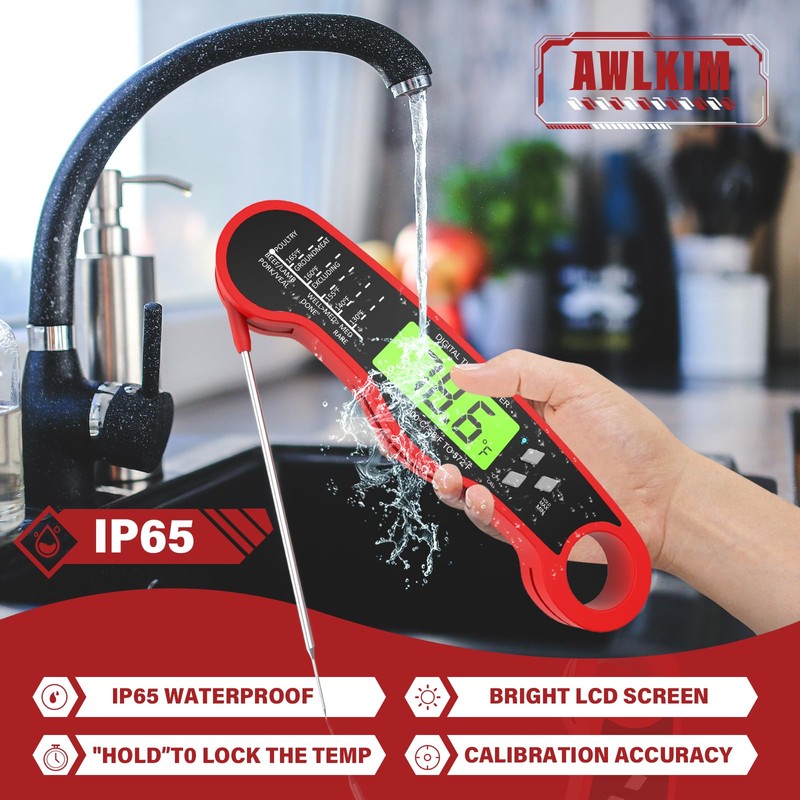 AWLKIM Meat Thermometer Digital - Fast Instant Read Food Thermometer