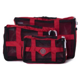 Packing Cubes for Travel - Luggage Organizer - 3 Piece Set - By Mato & Hash - Red/Black CA2900