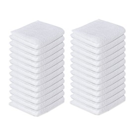 Softolle 100% Cotton Ring Spun Wash Cloths – Bulk Pack of Washcloths – 12x12 Inches – Wash Cloth for Face, Highly Absorbent, Soft and Face Towels (Navy Blue/White, 24 Pack)