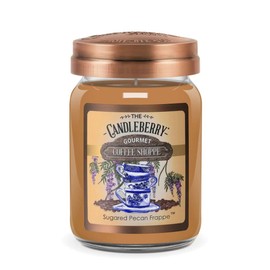 Candleberry Candles | Gourmet Coffee Shoppe Collection | Strong Fragrances for Home | Hand Poured in The USA | Highly Scented & Long Lasting | Large Jar 26 oz | (Sugared Pecan Frappe)
