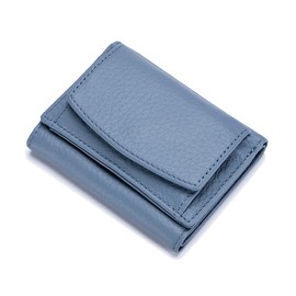Yocipa Cartera pequeña para las mujeres RFID de cuero compacto de la tarjeta de carteras mujer delgada bolsillo frontal monedero, Azul / Patchwork, 3.93"L x 2.75"W x 1.18"H, Minimalista