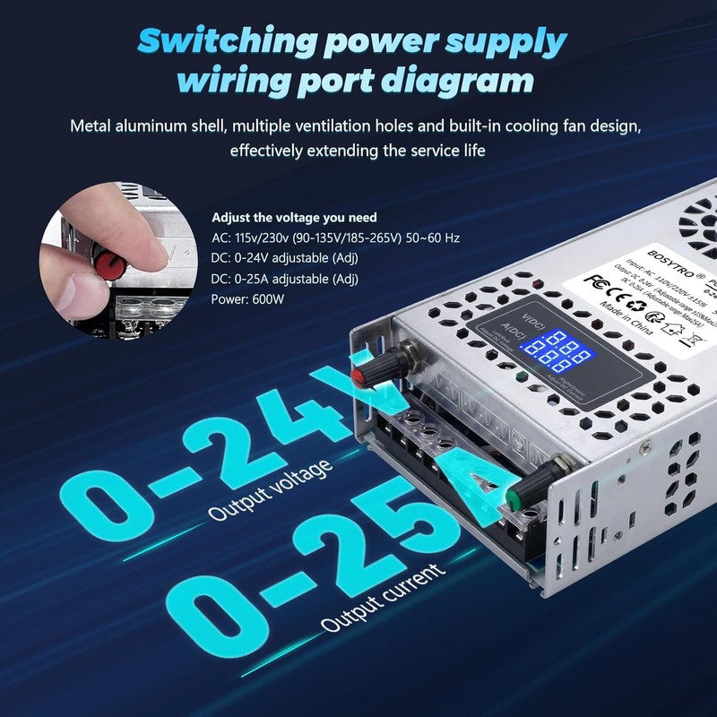 BOSYTRO 24V Adjustable dc Power Supply 600W,Switching Power Supply AC
