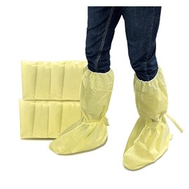 EZGOODZ Disposable Shoe Covers for Indoors, 20.5 Inch Tall. 10 Pairs of Shoe Booties Disposable with Long Ties. Waterproof Disposable Boot Covers 85 GSM PE+PP. Foot Covers for Shoes Disposable Outdoor