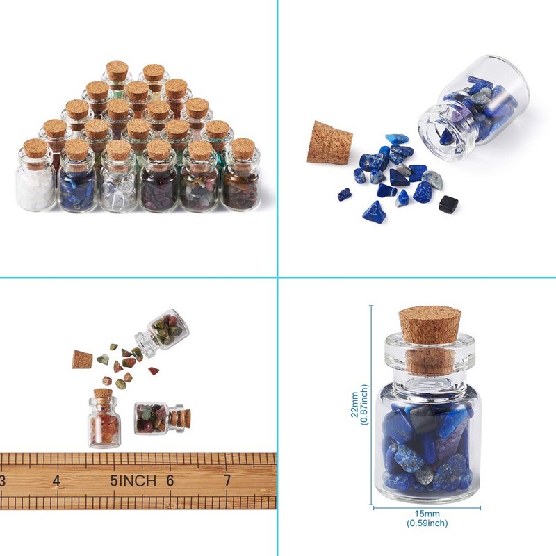 Cheriswelry Mini Gemstone Wishing Bottles Set for Jewellery Making and