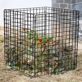 Large Compost Bin Outdoor, Square Mesh Garden Wire Compost Bin for Stacking Leaves and Yard Waste 36X36X28 Inches