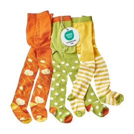 wellyou Baby and Children's Tights Set for Girls Green / White Dots and Flowers Size 62 - 146 - yellow, size: 74_80