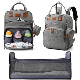 Heegel Baby Diaper Bag Backpack with Changing Station, best baby registry shower gifts, Baby Diaper Bags for Men and Women，Essential Gifts for New Parents of Babies（Gray