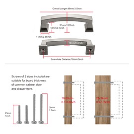 TUNNY 10 Pack Cabinet Handles-Brushed Nickel 3"/76mm Screw Spacing Drawer Handles Kitchen Cabinet Handles Drawer Pulls Kitchen Cabinet Hardware Bedroom Cabinet Pull