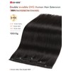 WIGNEE OVO Black Hair Extensions 20 Inch,100% Remy Human Hair,Double