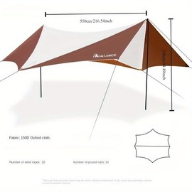 Moon Lence Camping Tent Tarp, Hammock Rain Fly, Waterproof Sun Shade Canopy, 24 x 50 inches, White (Coffee & White, Large)