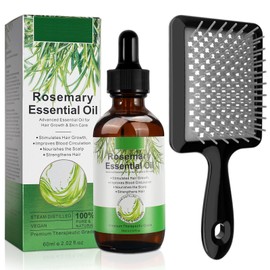 Rosmarinöl für Haarwachstum und Luftkissenkamm, Rosemary Oil, 100% reines Rosmarinöl und Massage Haarkamm, Männer und Frauen tägliche Haarpflege